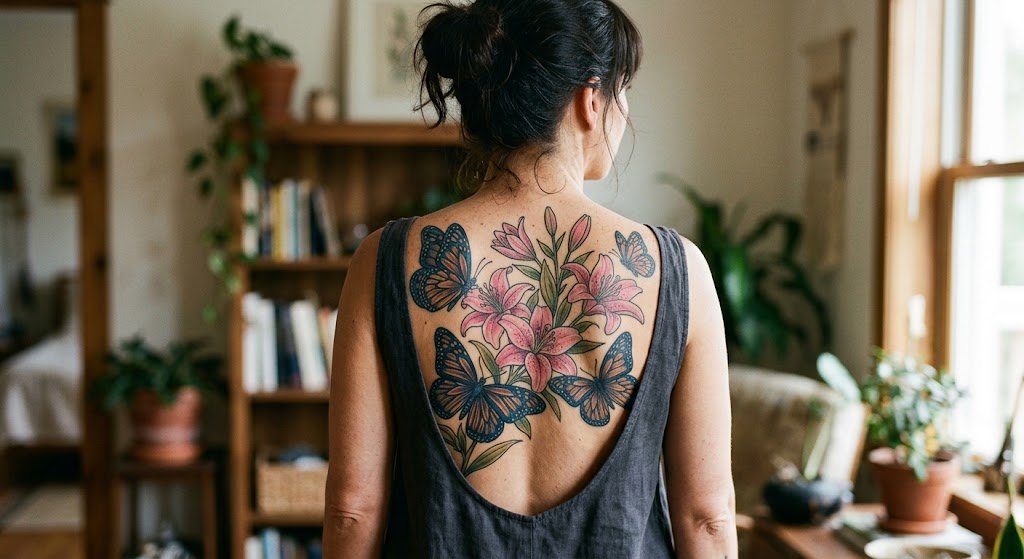 tatouage dos papillon