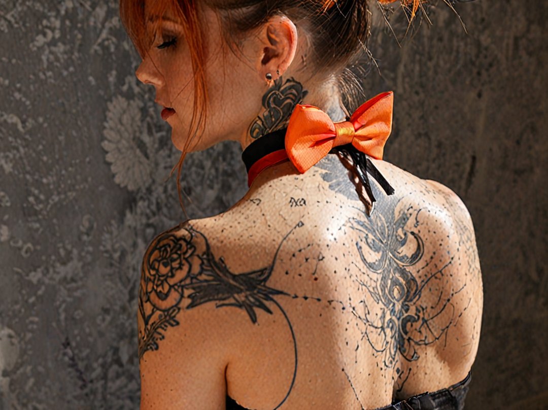 tatouage noeud papillon nuque