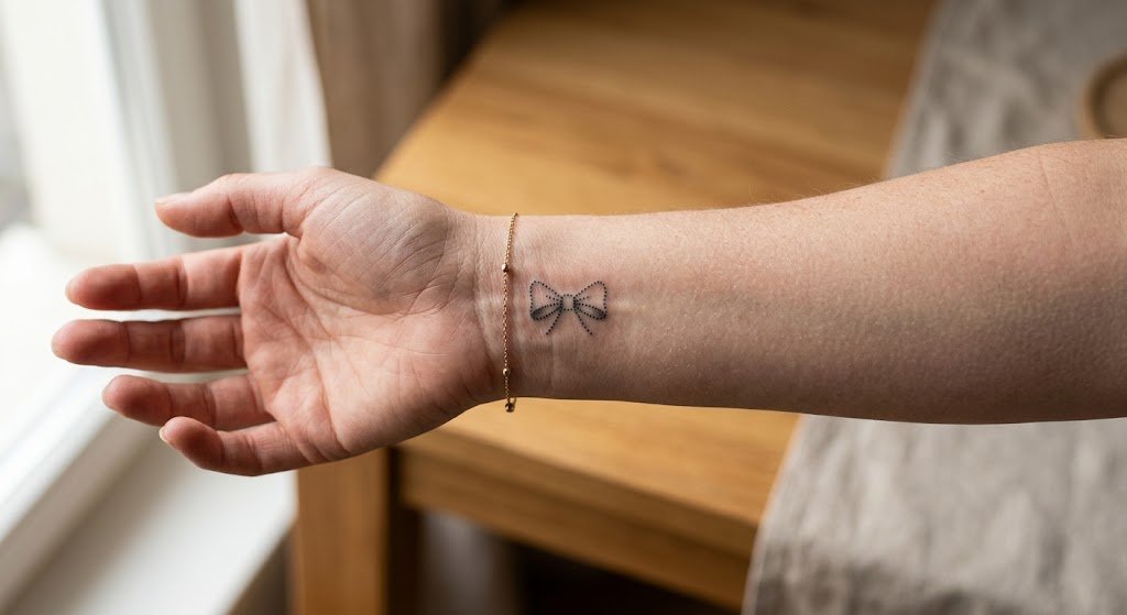 tatouage noeud papillon poignet