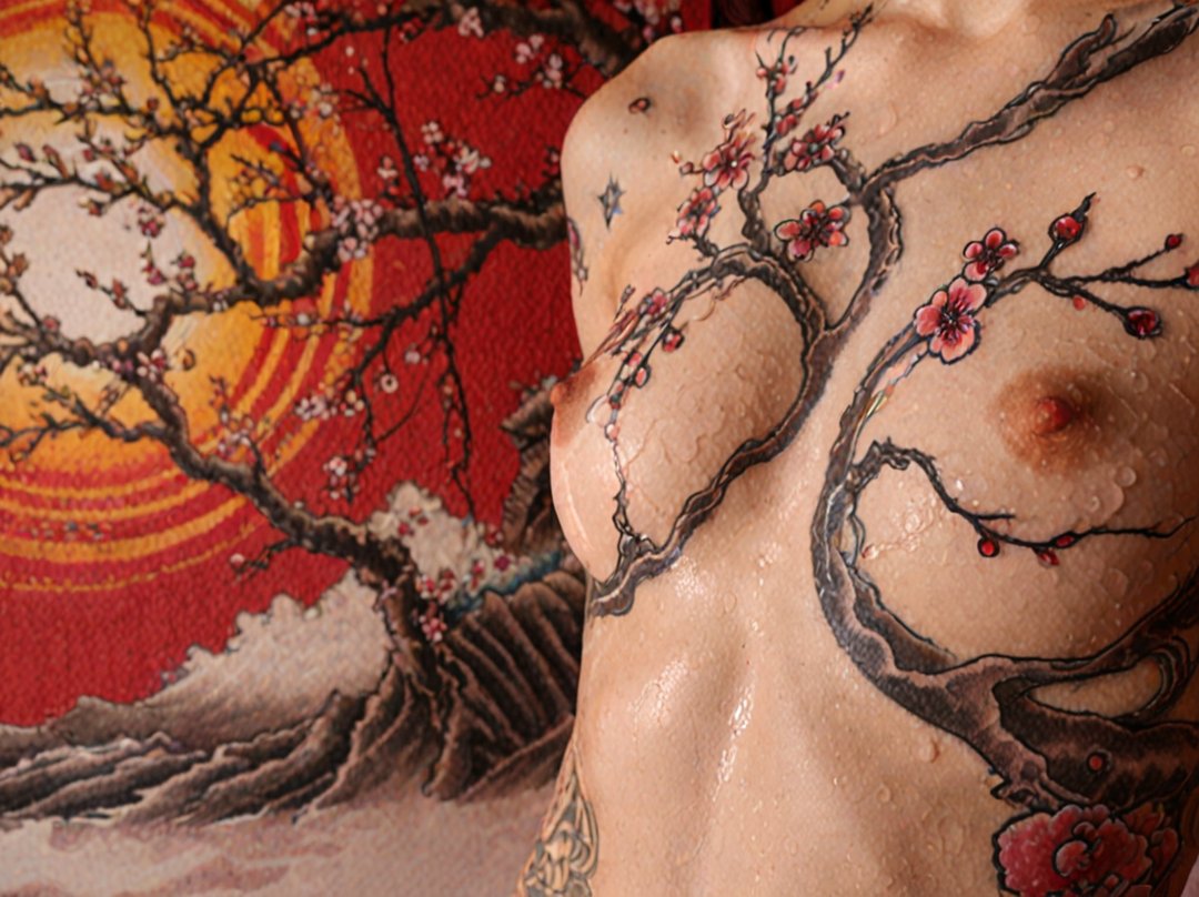 tatouage cerisier japonais