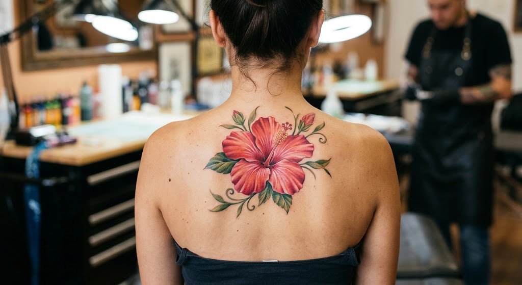 tatouage fleur hibiscus