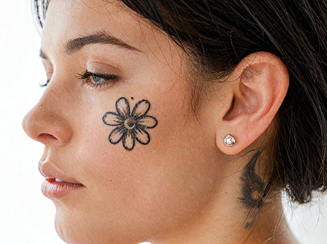 tatouage fleur oreille