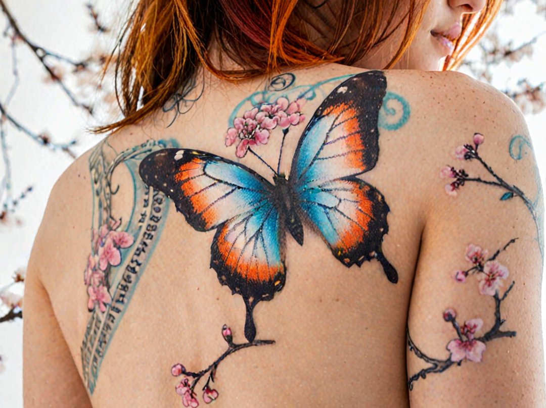 tatouage papillon fleur