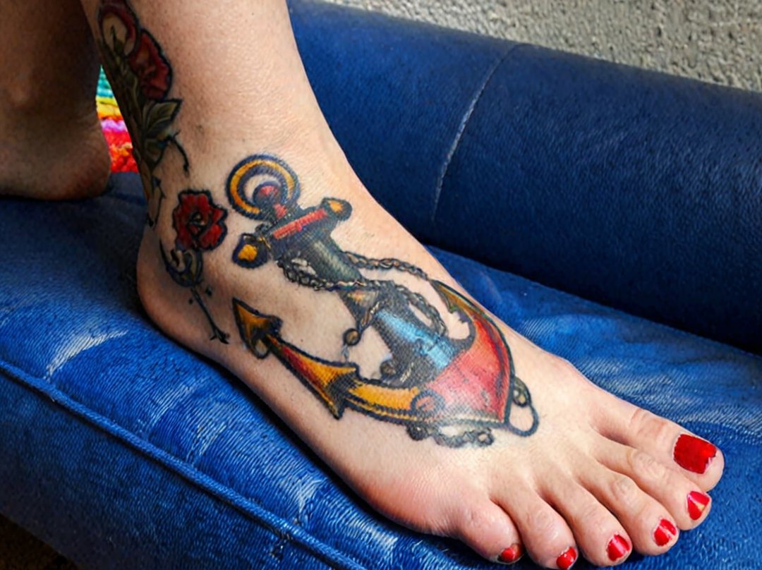 tatouage ancre marine pied