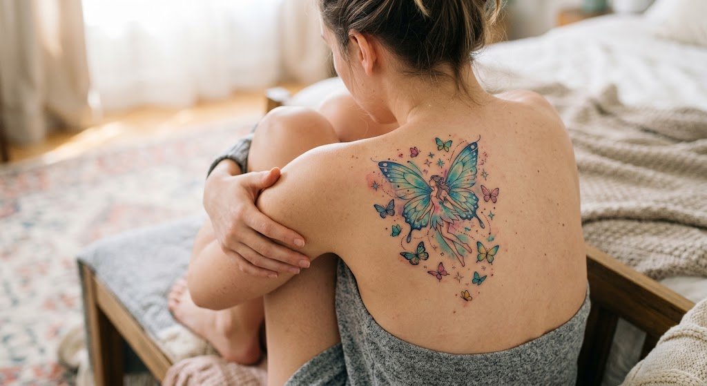 tatouage fée derriere couleur