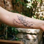 tatouage fée noir et blanc