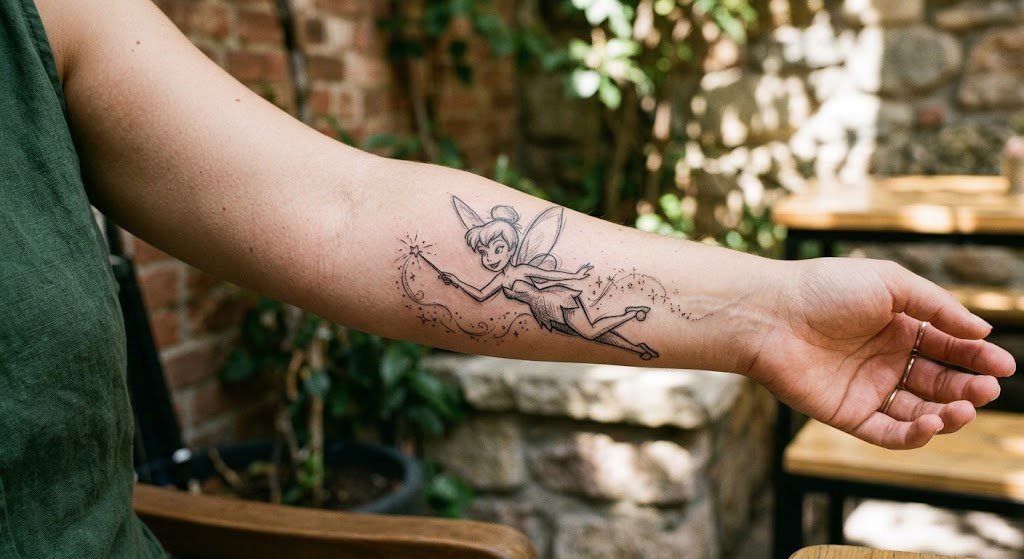tatouage fée noir et blanc