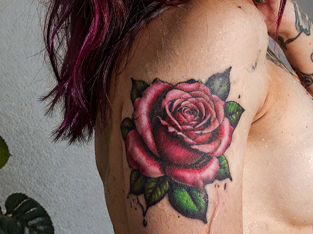 tatouage rose epaule