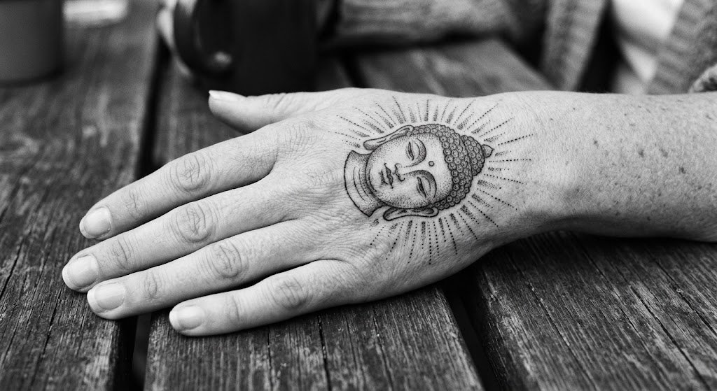 tatouage bouddha main