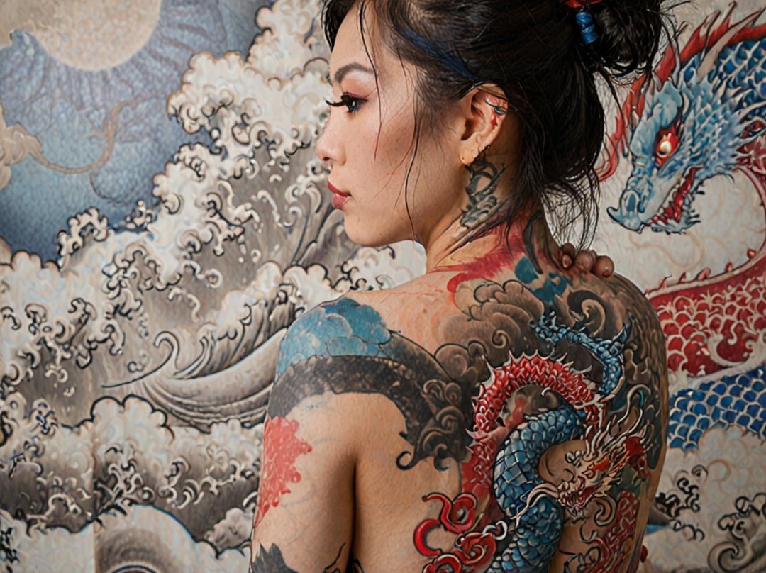 tatouage dragon japonais dos