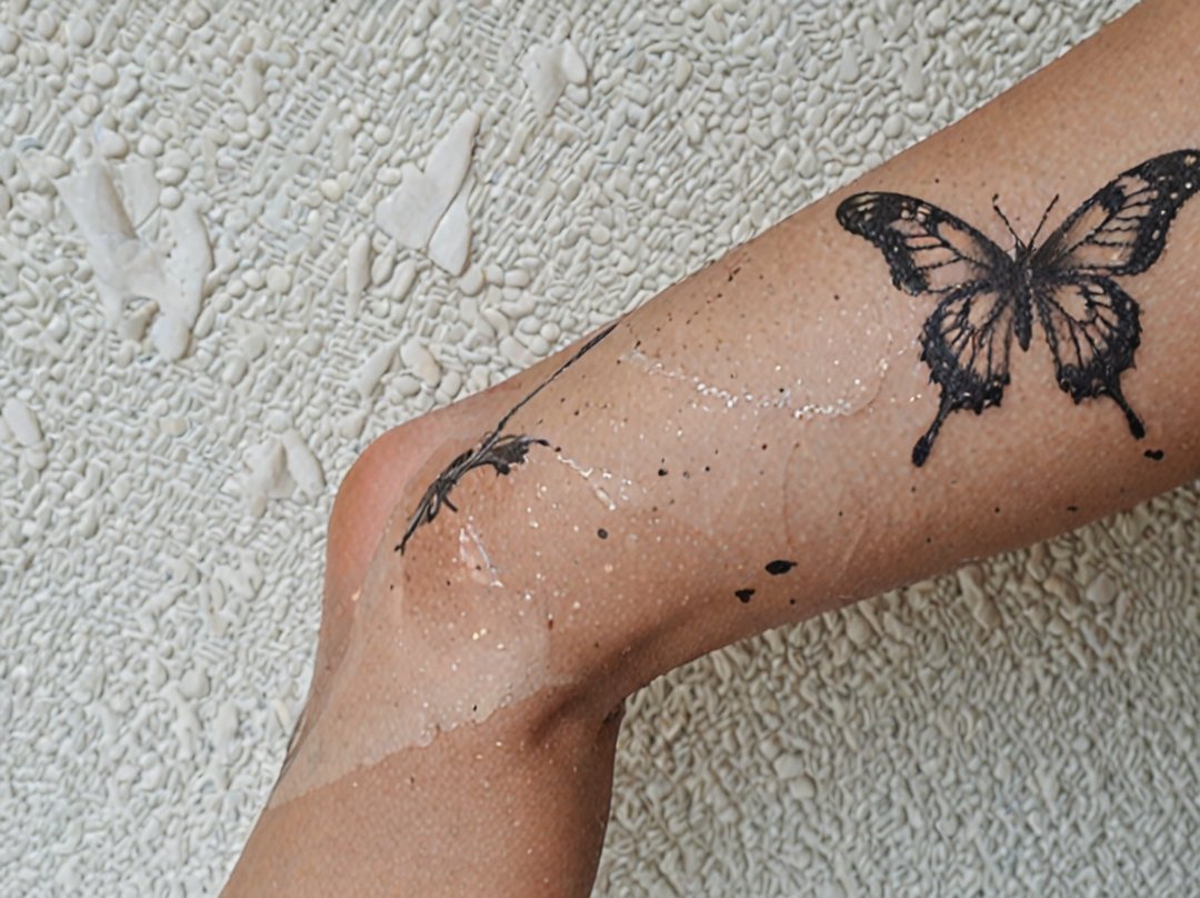 tatouage jambe papillon