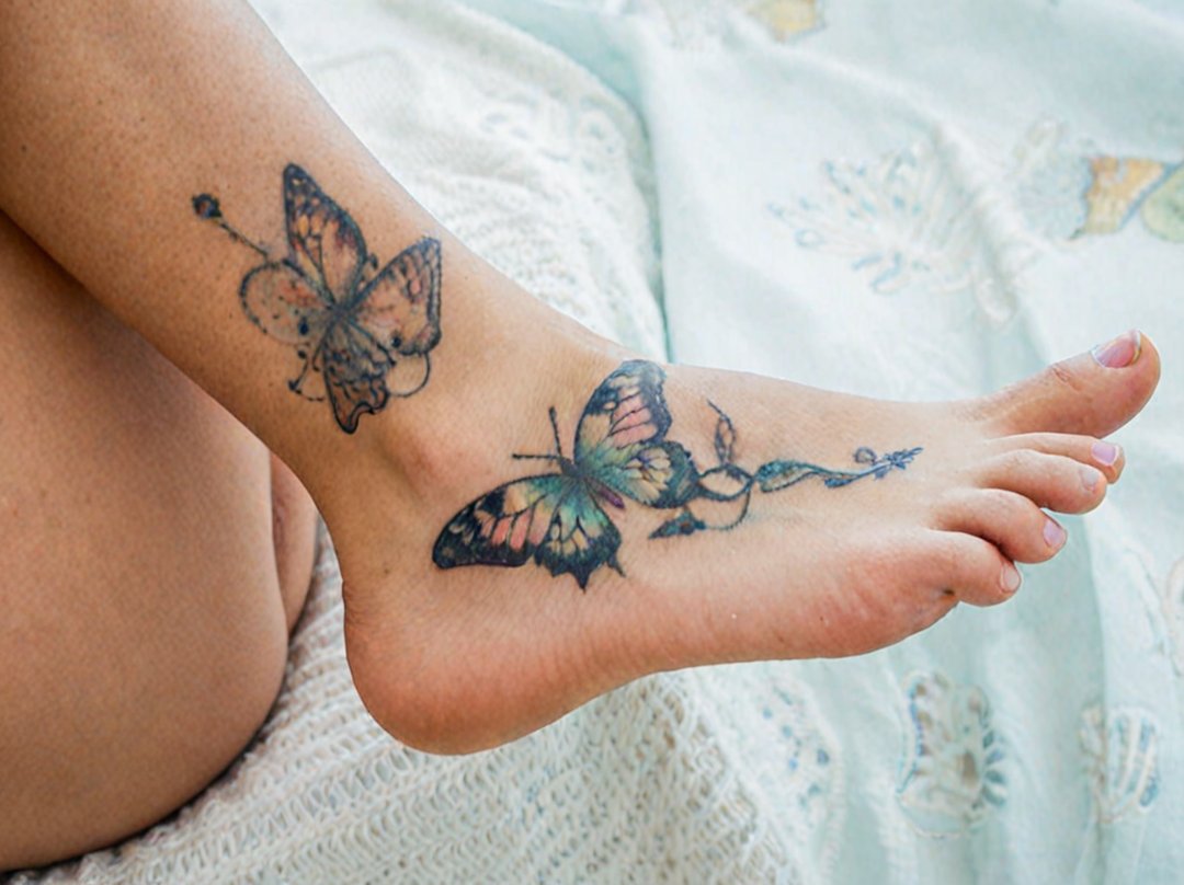 tatouage papillon pied