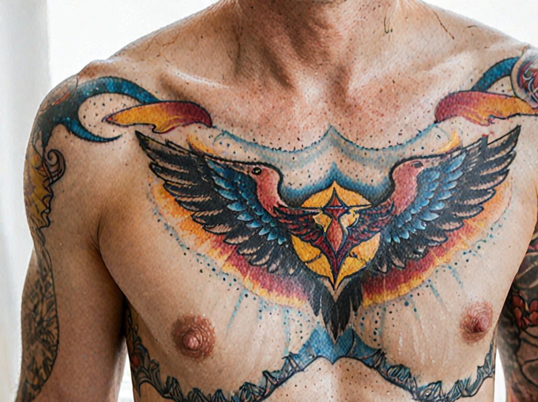 tatouage pectoraux ailes