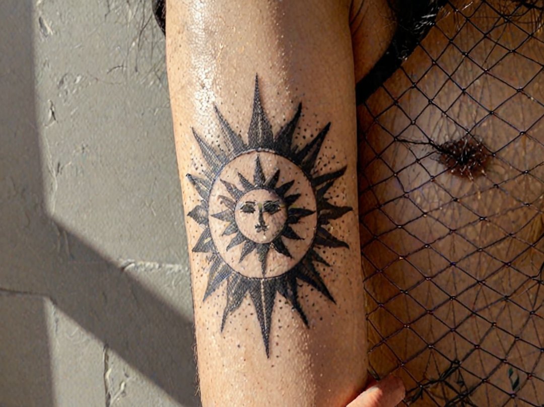 tatouage soleil avant bras