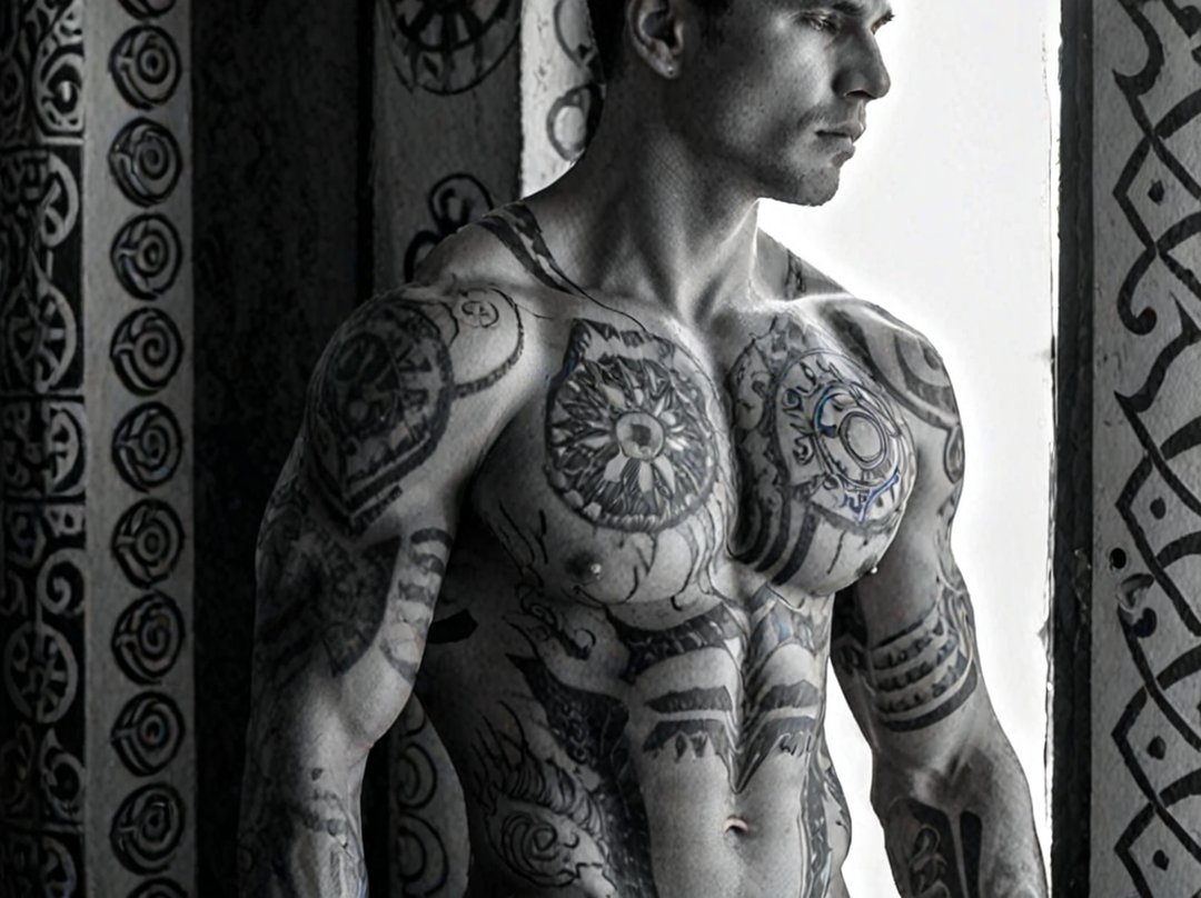tatouage tribal pectoraux